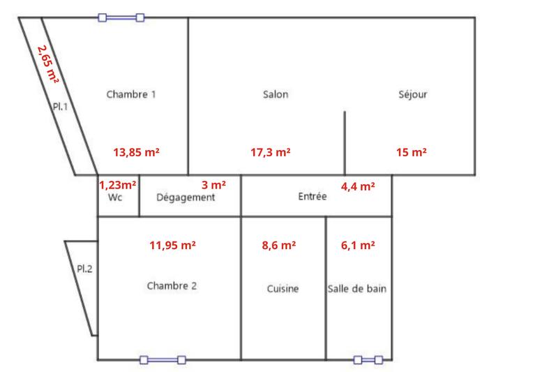 Appartement - 84 m² - 4 pièces