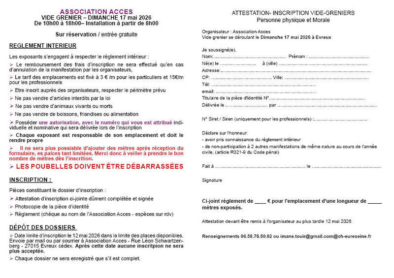 Vide grenier au profit du personnel hospitalier