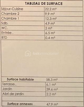 Appartement - 57 m² - 3 pièces