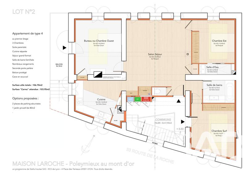 Appartement - 104 m² - 3 pièces