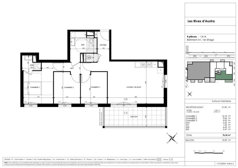 Appartement - 76 m² - 4 pièces