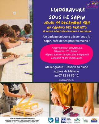 Atelier linogravure &quot;sous le sapin&quot;