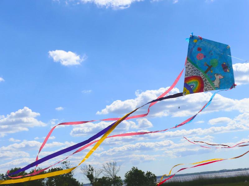Confection d'un cerf-volant à Terres d'Oiseaux