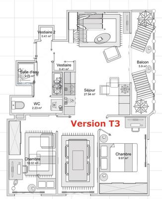 Appartement - 55 m² - 4 pièces