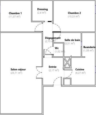 Appartement - 67 m² - 3 pièces