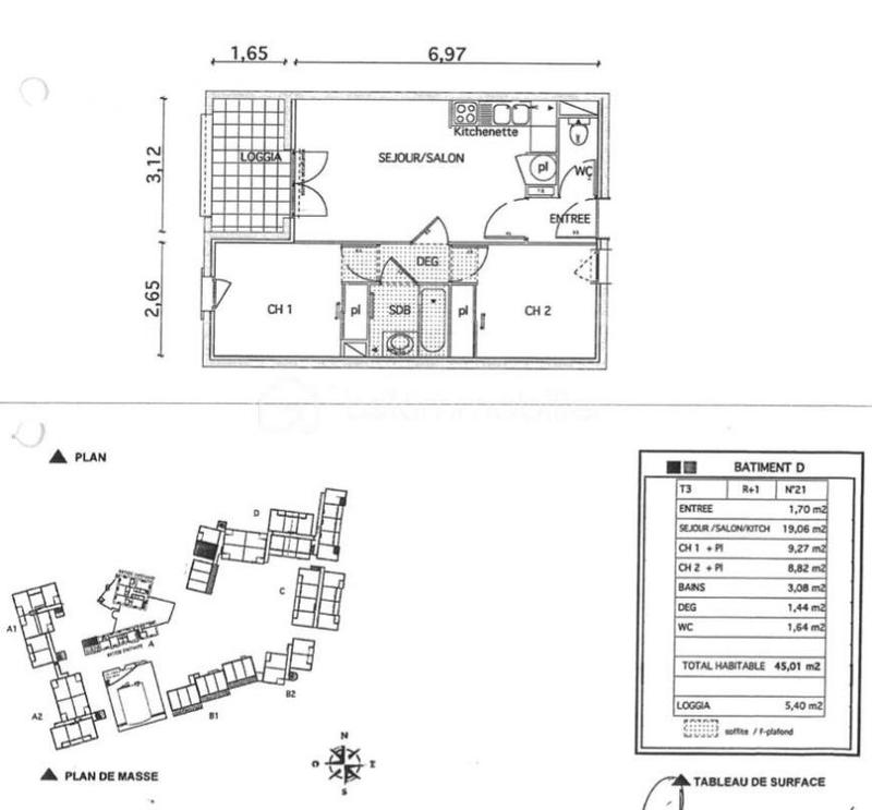 Appartement - 43 m² - 3 pièces