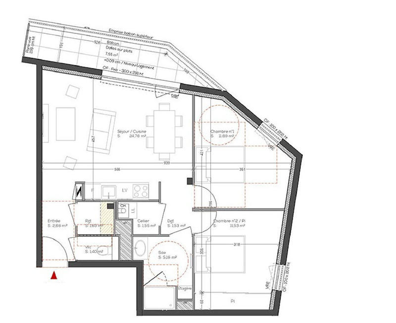 Appartement - 62 m² - 3 pièces