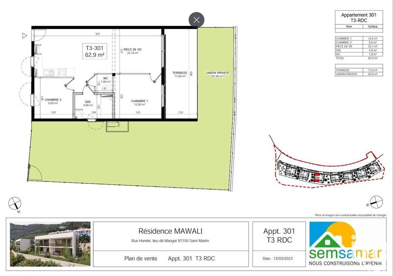 Appartement - 63 m² - 3 pièces