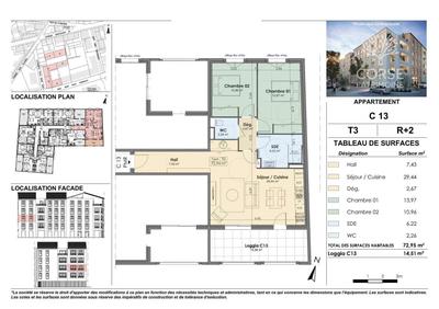 Appartement - 72 m² - 3 pièces