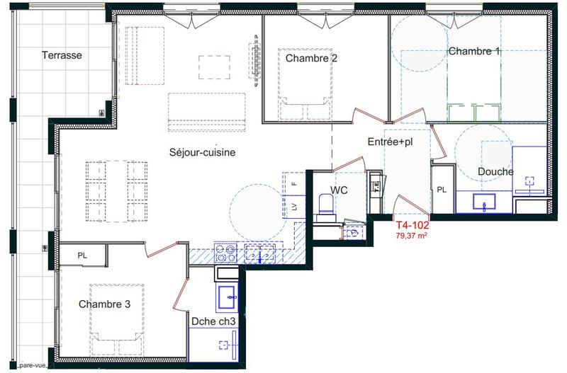 Appartement - 79 m² - 4 pièces