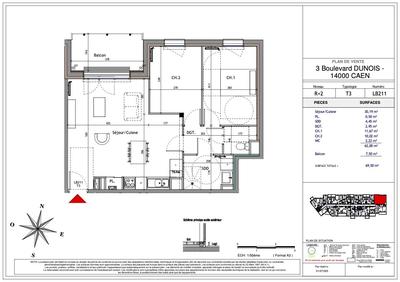 Appartement - 62 m² - 3 pièces