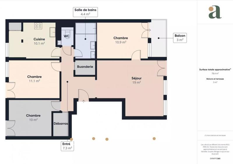 Appartement - 78 m² - 4 pièces