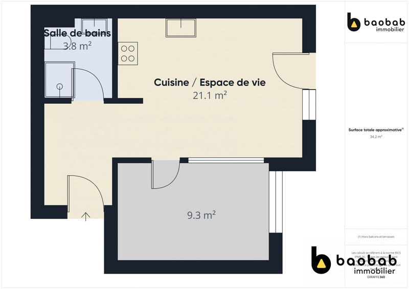 Appartement - 35 m² - 2 pièces