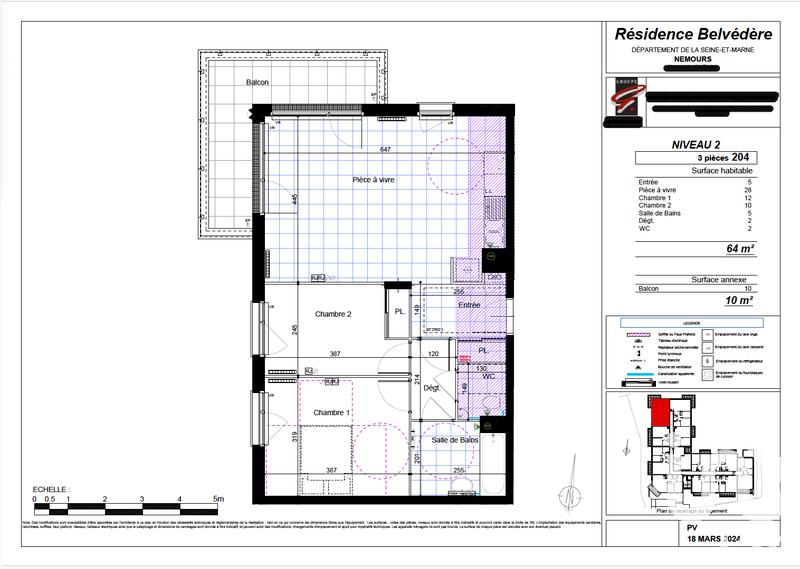 Appartement - 64 m² - 3 pièces
