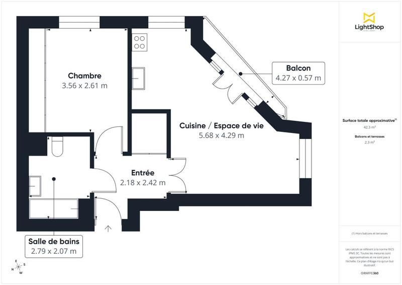 Appartement - 43 m² - 2 pièces