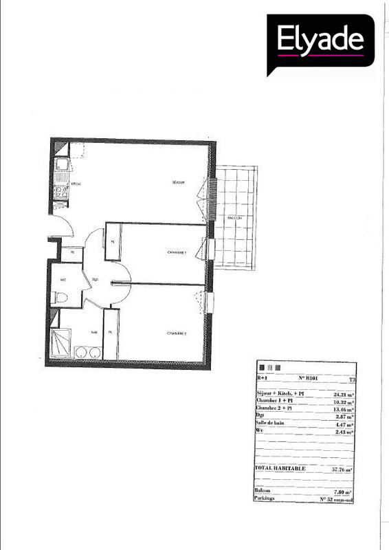 Appartement - 58 m² - 3 pièces