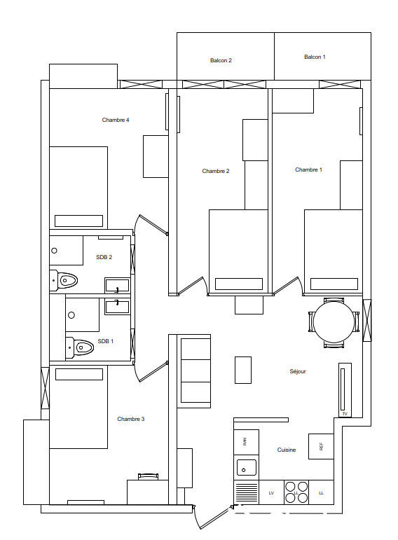 Chambre - 11 m² - 1 pièce