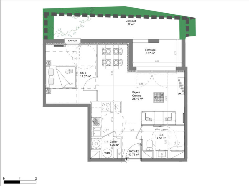 Appartement - 43 m² - 2 pièces
