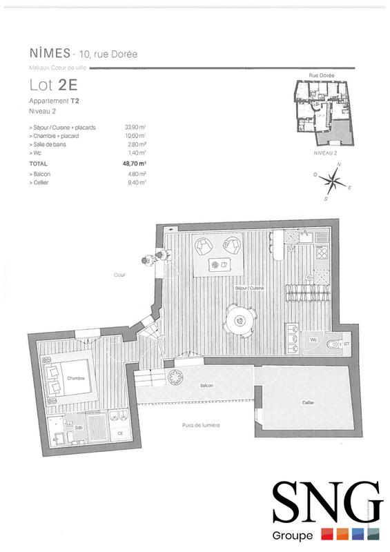 Appartement - 48 m² - 2 pièces