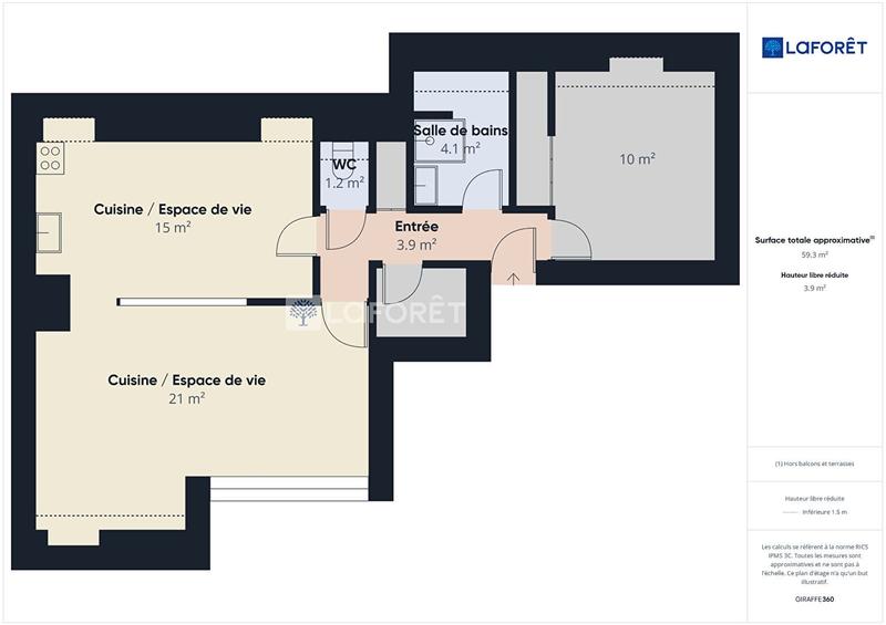 Appartement - 50 m² - 2 pièces