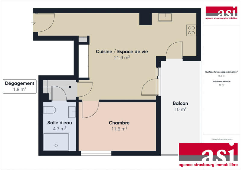 Appartement - 46 m² - 2 pièces
