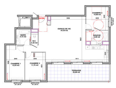 Appartement - 110 m² - 5 pièces