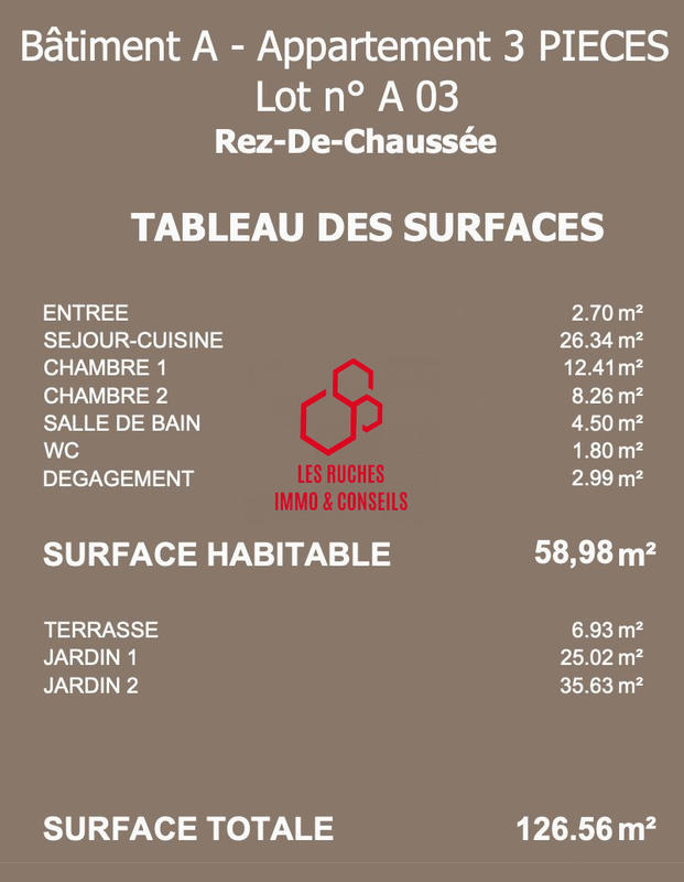 Appartement - 59 m² - 3 pièces