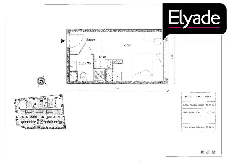 Appartement - 20 m² - 1 pièce