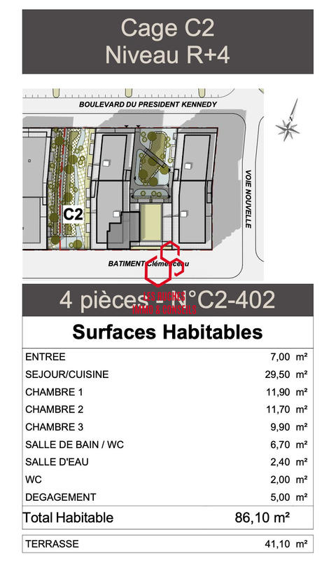 Appartement - 86 m² - 4 pièces