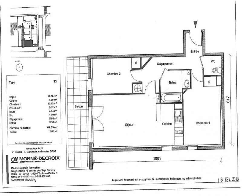Appartement - 61 m² - 3 pièces