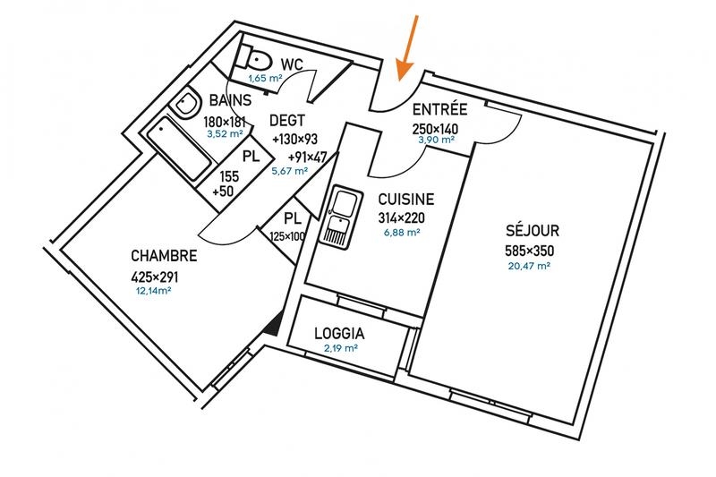 Appartement - 54 m² - 2 pièces