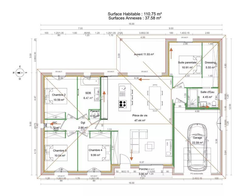 Maison - 113 m² - 6 pièces