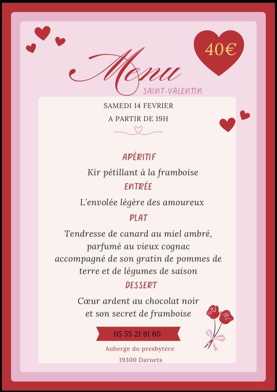 Menu de la St Valentin