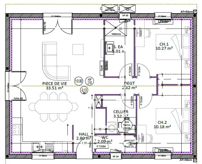 Maison - 70 m² - 3 pièces