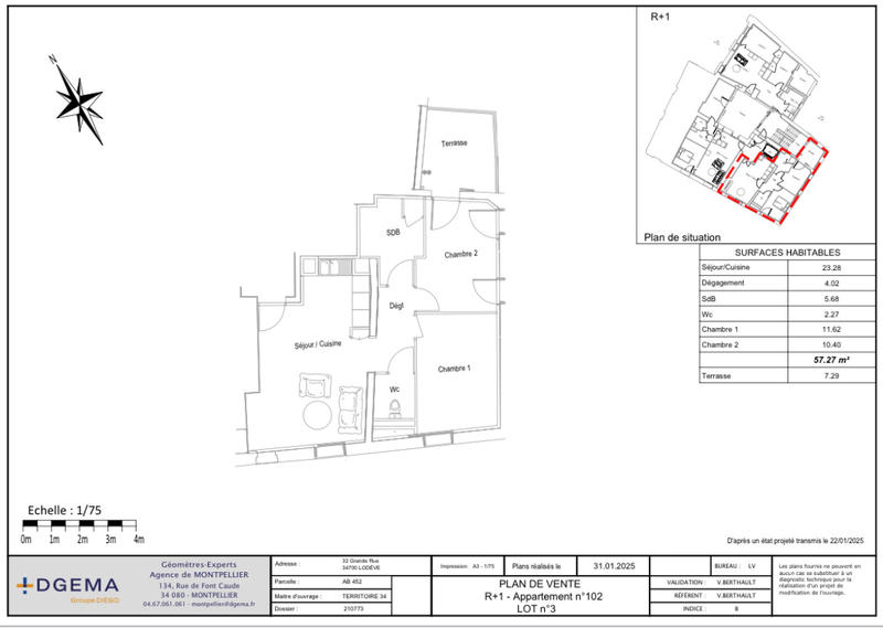 Appartement - 57 m² - 3 pièces