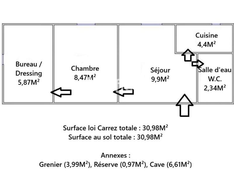 Appartement - 31 m² - 2 pièces