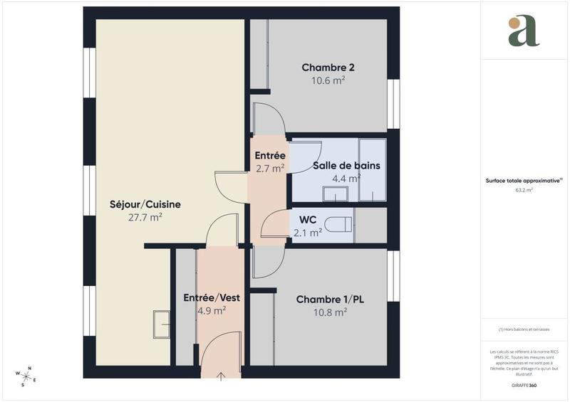 Appartement - 62 m² - 3 pièces