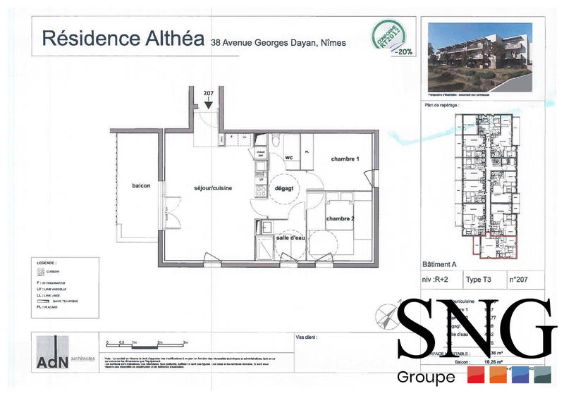 Appartement - 57 m² - 3 pièces