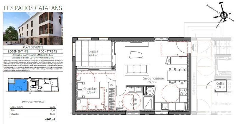 Appartement - 43 m² - 2 pièces