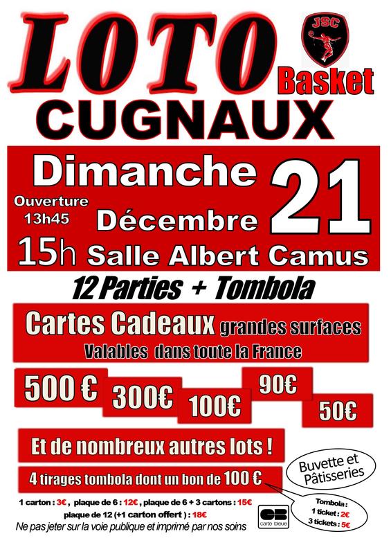 Loto traditionnel du Basket de Cugnaux