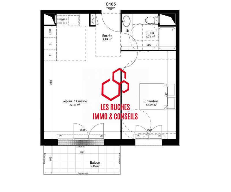 Appartement - 43 m² - 2 pièces