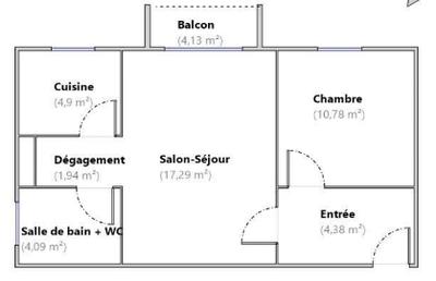 Appartement - 43 m² - 2 pièces