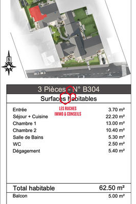 Appartement - 65 m² - 3 pièces