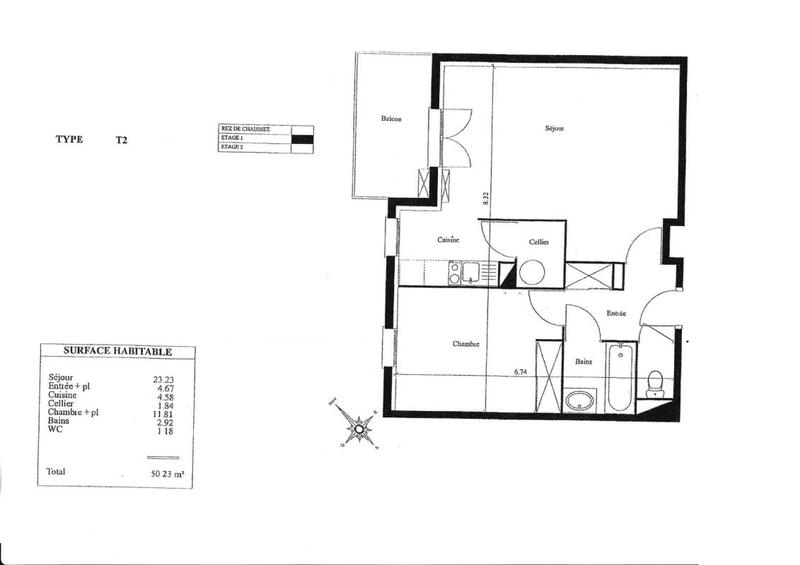 Appartement - 50 m² - 2 pièces