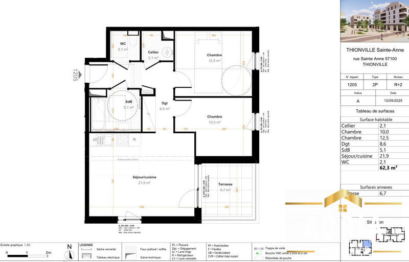 Appartement - 60 m² - 3 pièces
