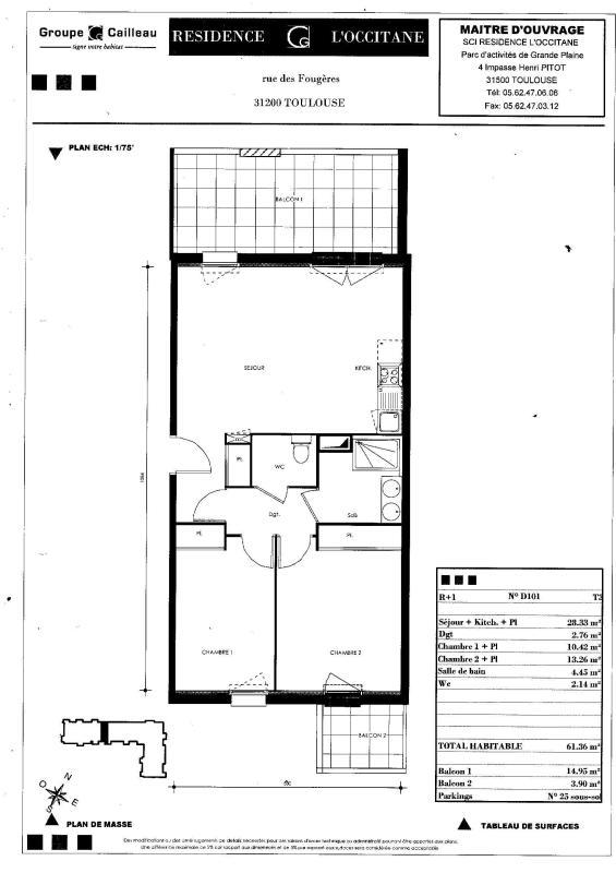 Appartement - 61 m² - 3 pièces
