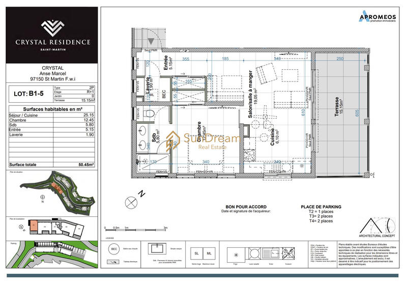Appartement - 50 m² - 2 pièces