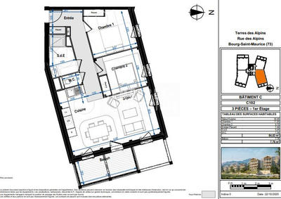Appartement - 65 m² - 3 pièces