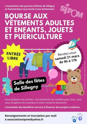 Bourse aux vêtements adultes et enfants, jouets et puériculture
