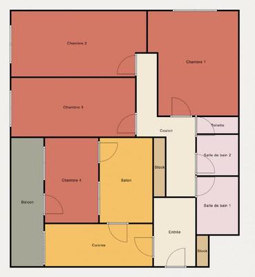 Chambre - 26 m² - 4 pièces